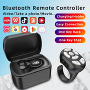 S20 Portable Smart Wireless Bluetooth Ring Remote Control with Charging Case(Black)