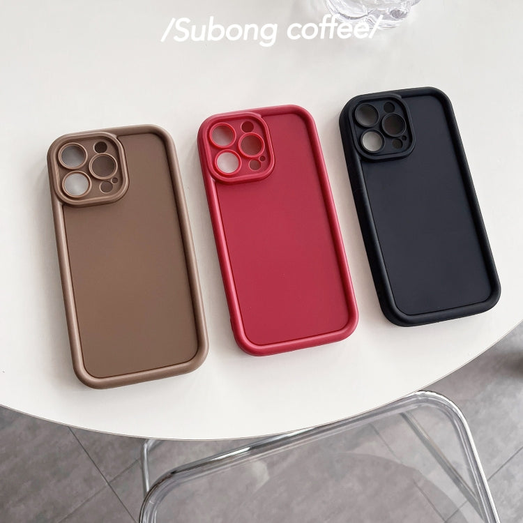 For iPhone 15 Plus Fine Hole Shockproof Frame Frosted TPU Phone Case(Brown) - iPhone 15 Plus Cases by PMC TechLife | Online Shopping South Africa | PMC TechLife
