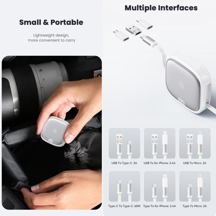 USAMS US-SJ650 U87 60W USB To Type-C To Type-C 8 Pin + Micro USB Multifunctional Telescopic Storage Box Data Cable, Length: 1m(Tarnish) - free shipping - PMC TechLife - Order now!