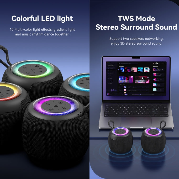 USAMS US-YX014 Yinya Series Mini Wireless Bluetooth Speaker(Black) - free shipping - PMC Jewellery - Order now!