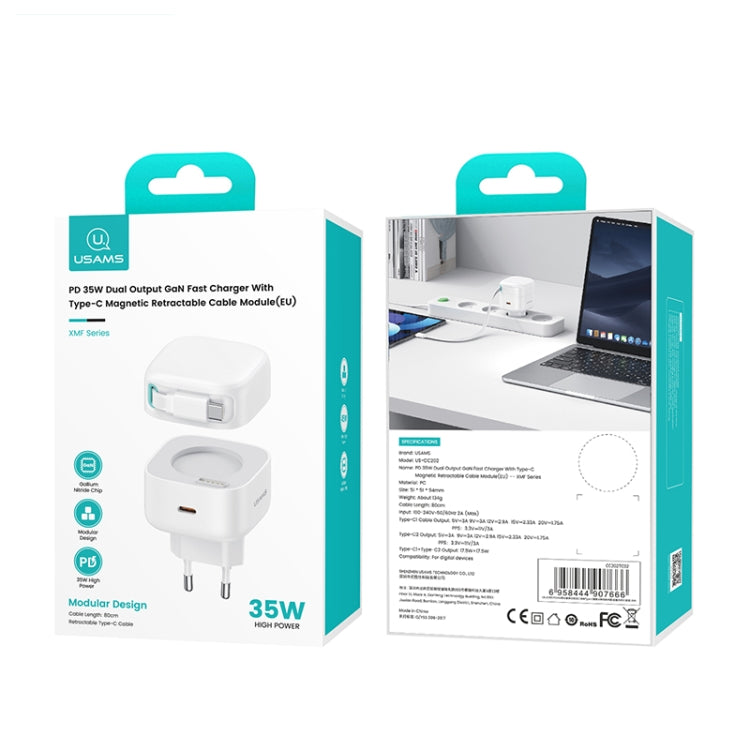 USAMS US-CC202 SMF Series PD35W Dual Type-C Port GaN Fast Charger, EU Plug(Black) - free shipping - PMC Jewellery - Order now!