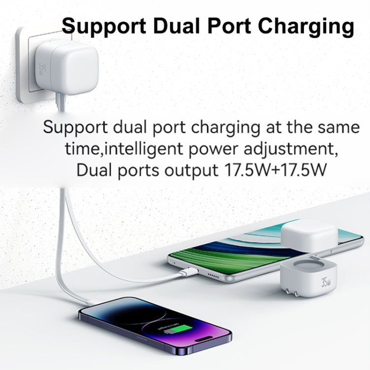 USAMS US-CC203 SMF Series PD35W Dual Type-C Port GaN Fast Charger, US Plug(White) - free shipping - PMC Jewellery - Order now!