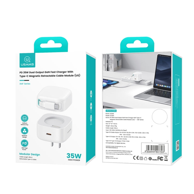 USAMS US-CC203 SMF Series PD35W Dual Type-C Port GaN Fast Charger, US Plug(White) - free shipping - PMC Jewellery - Order now!