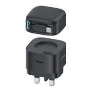 USAMS US-CC204 SMF Series PD35W Dual Type-C Port GaN Fast Charger, UK Plug(Black)