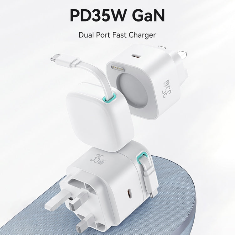 USAMS US-CC204 SMF Series PD35W Dual Type-C Port GaN Fast Charger, UK Plug(White) - free shipping - PMC Jewellery - Order now!