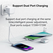 USAMS US-CC209 SMF Series PD35W 8 Pin + Type-C Dual Port GaN Fast Charger, EU Plug(White)