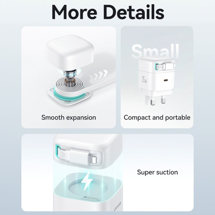 USAMS US-CC211 SMF Series PD35W 8 Pin + Type-C Dual Port GaN Fast Charger, UK Plug(White) - free shipping - PMC Jewellery - Order now!