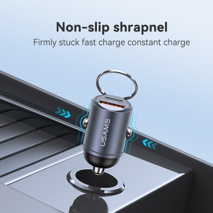 USAMS US-CC206 C38 PD30W USB + Type-C Dual Port Fast Charging Aluminum Alloy Car Charger(Tarnish) - Car Charger by USAMS | Online Shopping South Africa | PMC TechLife | Buy Now Pay Later Mobicred