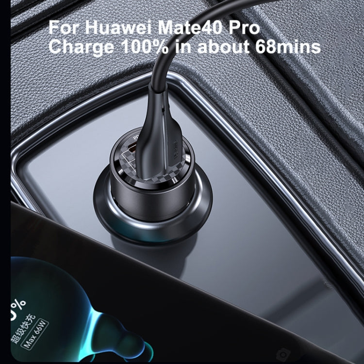 USAMS US-CC208 C39 60W USB + Type-C Dual Port Fast Charging Aluminum Alloy Transparent Car Charger(Black) - Car Charger by USAMS | Online Shopping South Africa | PMC TechLife | Buy Now Pay Later Mobicred