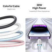USAMS Type-C To 8 Pin Aluminum Alloy Clear LED 30W PD Fast Charge Data Cable, Length:1.2m(Black)