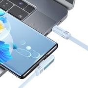 USAMS US-SJ653 PD 100W USB-C/Type-C to USB-C/Type-C Aluminum Alloy Digital Display Fast Charging Elbow Data Cable, Length: 1.2m(Blue)