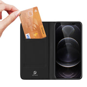 For iPhone 12 / 12 Pro DUX DUCIS Skin Pro Series Horizontal Flip PU + TPU Leather Case, with Holder & Card Slots(Black)