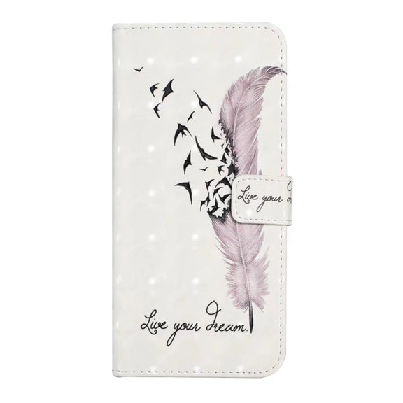 For iPhone 16 Pro Oil Embossed 3D Drawing Leather Phone Case(Feather)