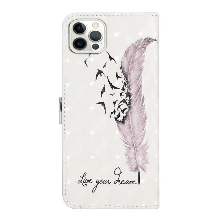 For iPhone 16 Pro Oil Embossed 3D Drawing Leather Phone Case(Feather) - iPhone 16 Pro Cases by PMC TechLife | Online Shopping South Africa | PMC TechLife | Buy Now Pay Later Mobicred