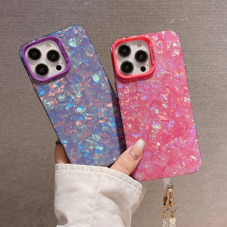 For iPhone 14 Pro Max Shell Texture Crossbody Pearl Chain TPU Hybrid Acrylic Phone Case(Rose Red) - iPhone 14 Pro Max Cases by PMC TechLife | Online Shopping South Africa | PMC TechLife