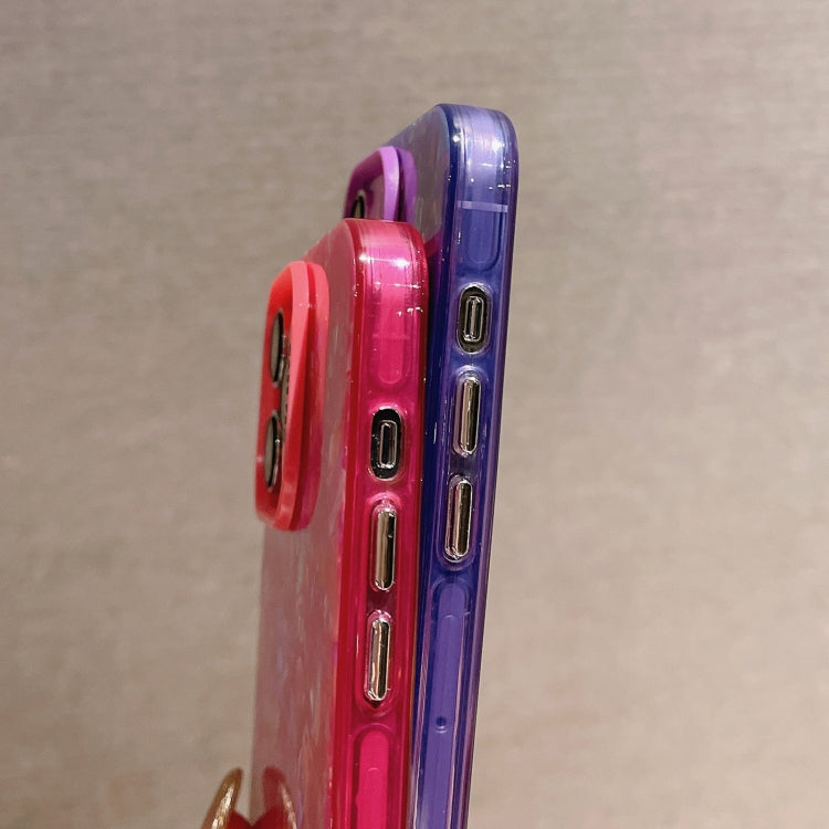 For iPhone 14 Shell Texture Crossbody Pearl Chain TPU Hybrid Acrylic Phone Case(Purple) - iPhone 14 Cases by PMC TechLife | Online Shopping South Africa | PMC TechLife | Buy Now Pay Later Mobicred