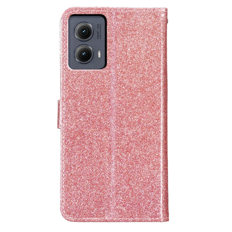 For Motorola Edge 2024 Glitter Powder Flip Leather Phone Case(Rose Gold)