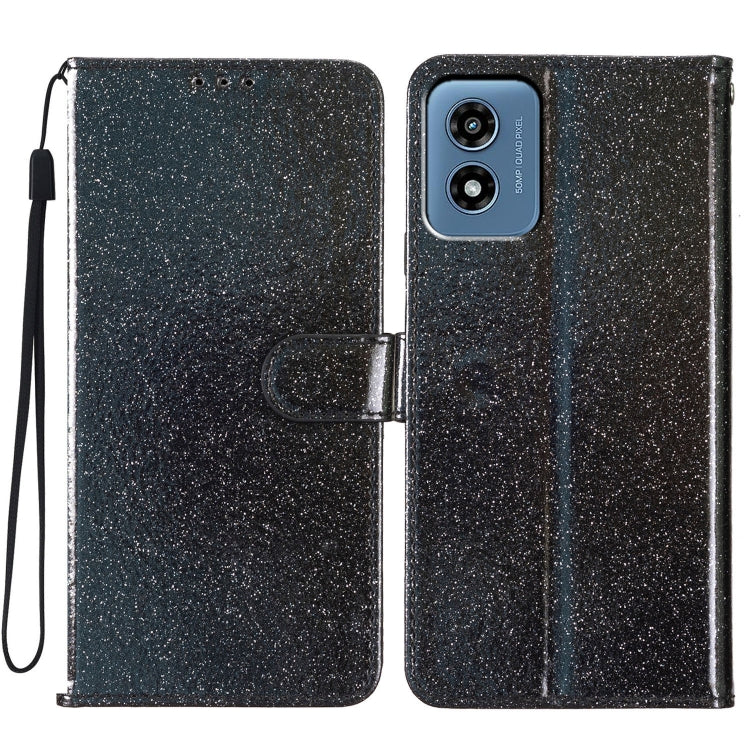 For Motorola Moto G Play 2024 Glitter Powder Flip Leather Phone Case(Black) - Motorola Cases by PMC Jewellery | Online Shopping South Africa | PMC Jewellery | Buy Now Pay Later Mobicred