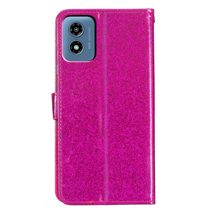 For Motorola Moto G Play 2024 Glitter Powder Flip Leather Phone Case(Rose Red)