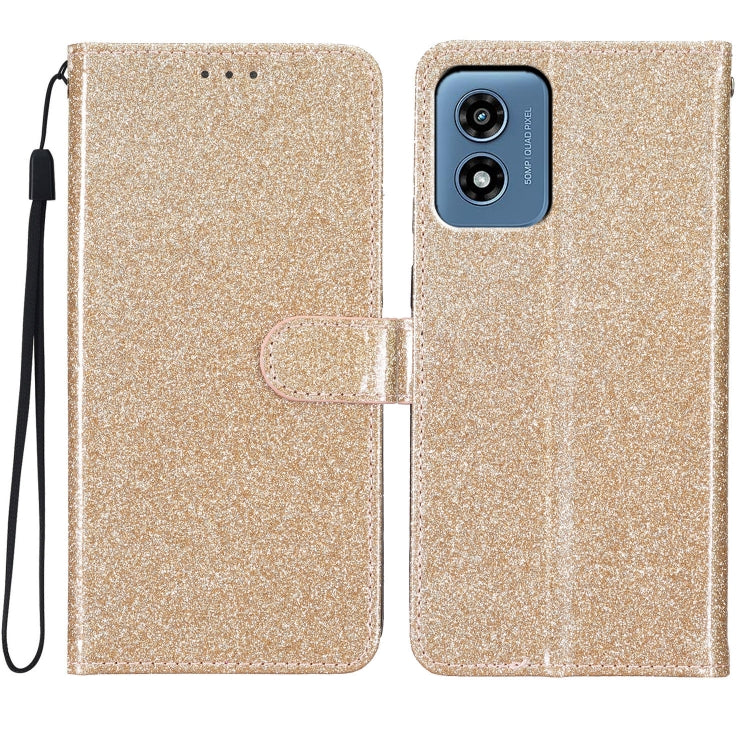 For Motorola Moto G Play 2024 Glitter Powder Flip Leather Phone Case(Gold) - Motorola Cases by PMC Jewellery | Online Shopping South Africa | PMC Jewellery | Buy Now Pay Later Mobicred