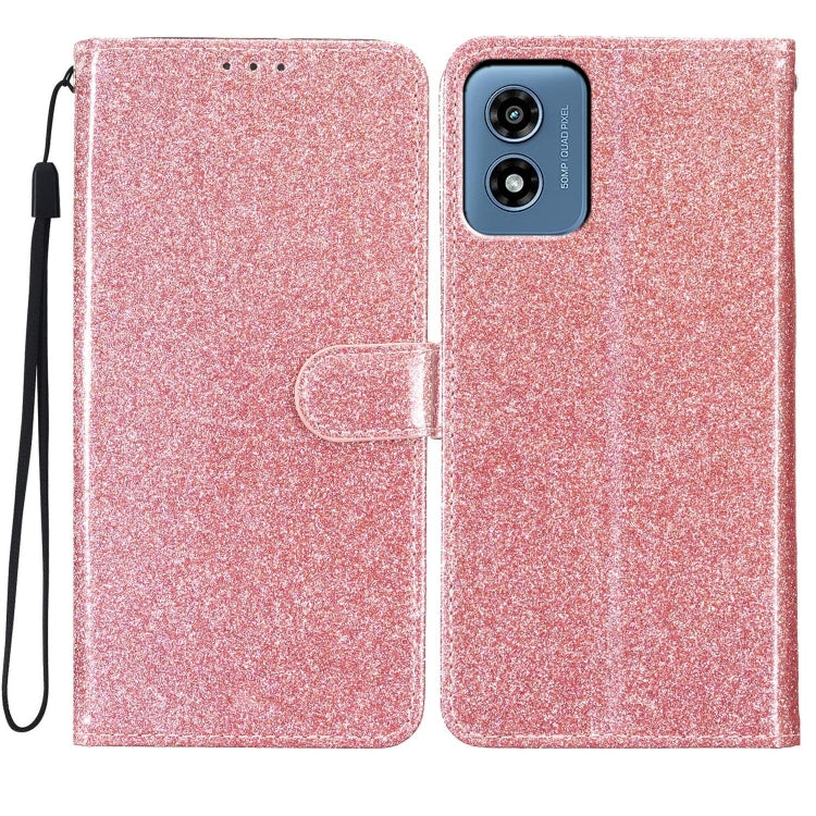 For Motorola Moto G Play 2024 Glitter Powder Flip Leather Phone Case(Rose Gold) - Motorola Cases by PMC Jewellery | Online Shopping South Africa | PMC Jewellery | Buy Now Pay Later Mobicred