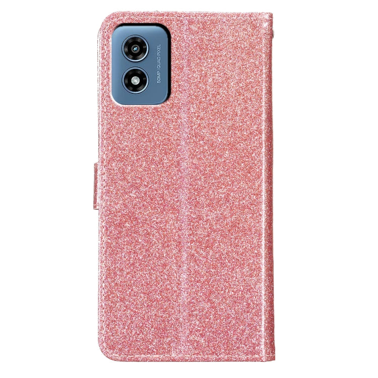 For Motorola Moto G Play 2024 Glitter Powder Flip Leather Phone Case(Rose Gold)