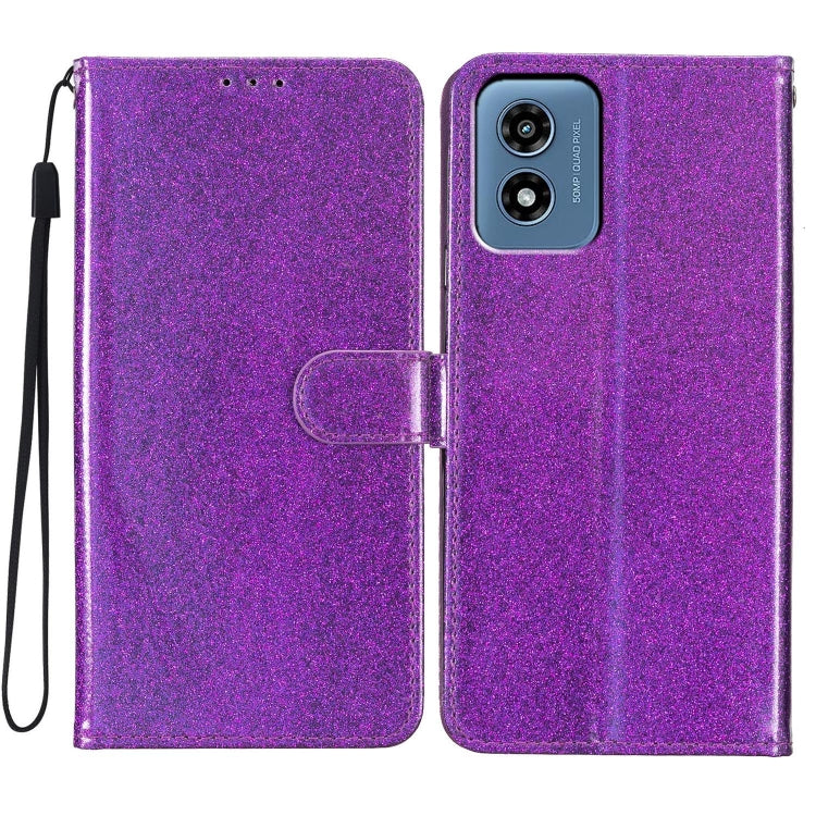 For Motorola Moto G Play 2024 Glitter Powder Flip Leather Phone Case(Purple) - Motorola Cases by PMC Jewellery | Online Shopping South Africa | PMC Jewellery | Buy Now Pay Later Mobicred