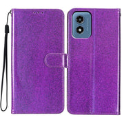 For Motorola Moto G Play 2024 Glitter Powder Flip Leather Phone Case(Purple)