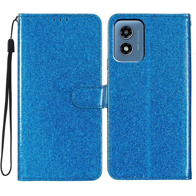 For Motorola Moto G Play 2024 Glitter Powder Flip Leather Phone Case(Blue) - Motorola Cases by PMC Jewellery | Online Shopping South Africa | PMC Jewellery | Buy Now Pay Later Mobicred