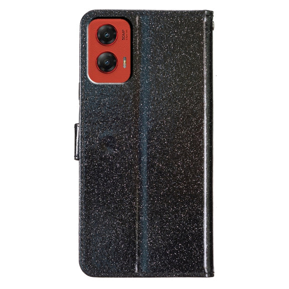 For Motorola Moto G Stylus 5G 2024 Glitter Powder Flip Leather Phone Case(Black)