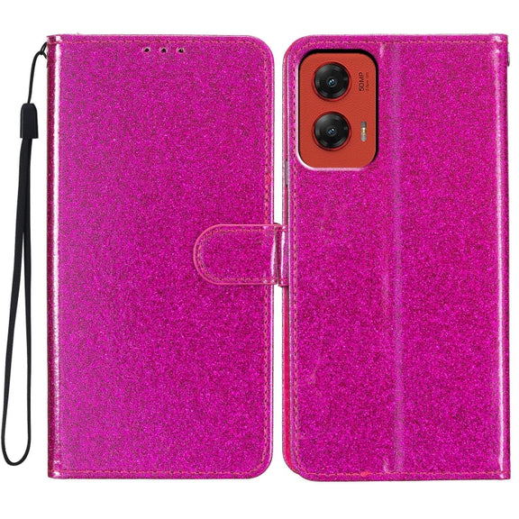 For Motorola Moto G Stylus 5G 2024 Glitter Powder Flip Leather Phone Case(Rose Red)