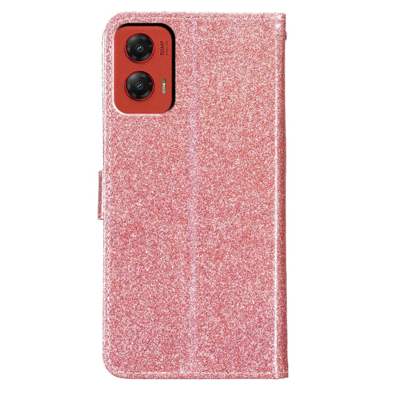 For Motorola Moto G Stylus 5G 2024 Glitter Powder Flip Leather Phone Case(Rose Gold)