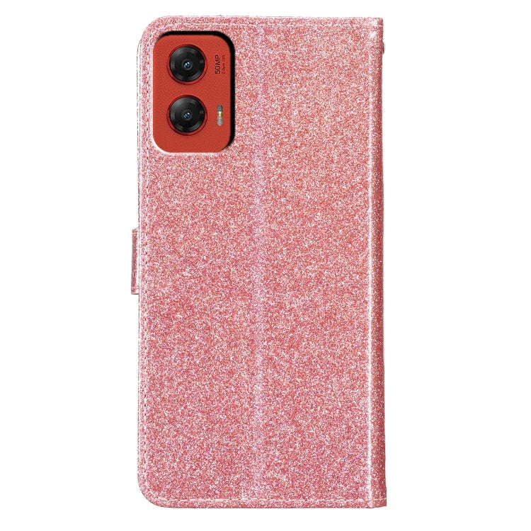 For Motorola Moto G Stylus 5G 2024 Glitter Powder Flip Leather Phone Case(Rose Gold)