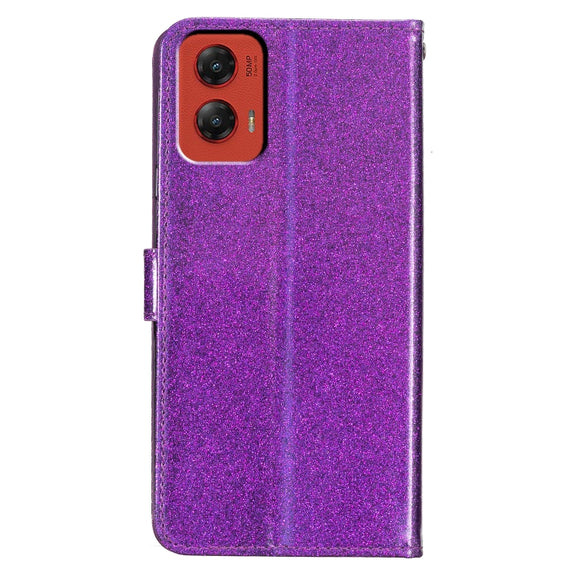 For Motorola Moto G Stylus 5G 2024 Glitter Powder Flip Leather Phone Case(Purple)