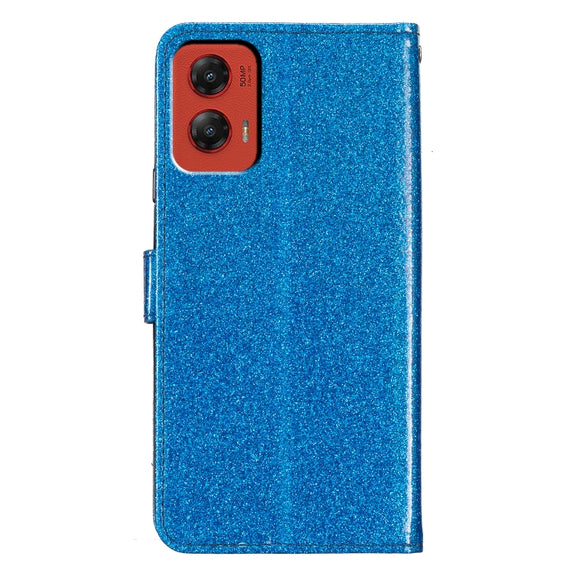 For Motorola Moto G Stylus 5G 2024 Glitter Powder Flip Leather Phone Case(Blue)