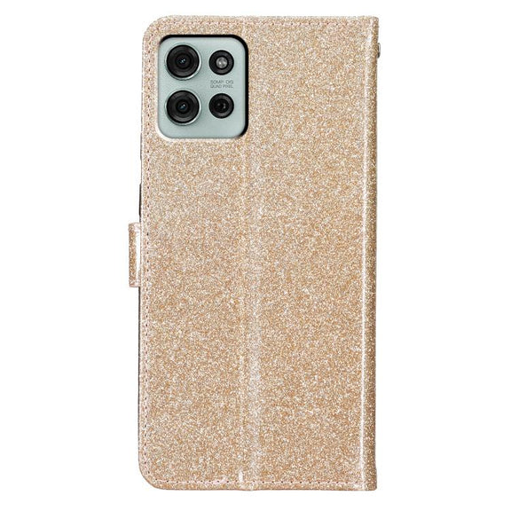 For Motorola Moto G56 5G Glitter Powder Flip Leather Phone Case(Gold)