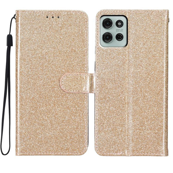 For Motorola Moto G56 5G Glitter Powder Flip Leather Phone Case(Gold)