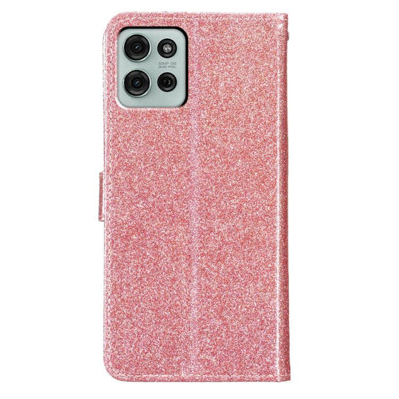 For Motorola Moto G86 5G Glitter Powder Flip Leather Phone Case(Rose Gold)