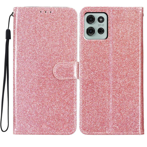 For Motorola Moto G86 5G Glitter Powder Flip Leather Phone Case(Rose Gold)