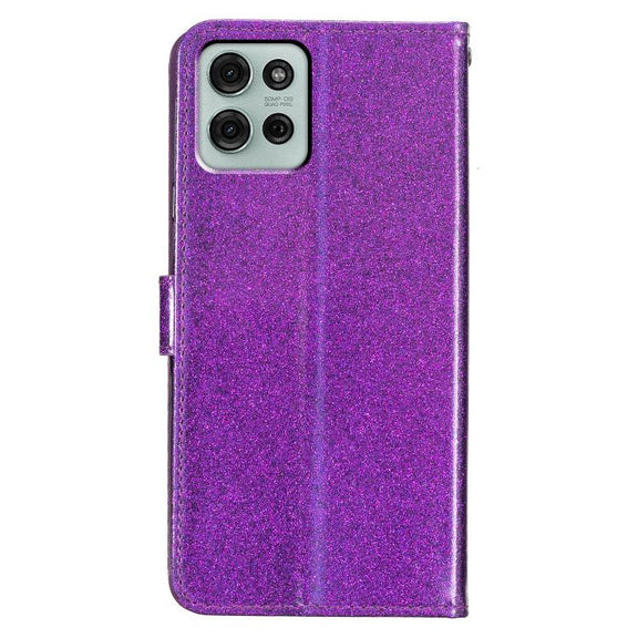 For Motorola Moto G86 5G Glitter Powder Flip Leather Phone Case(Purple)
