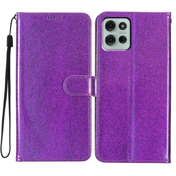 For Motorola Moto G86 5G Glitter Powder Flip Leather Phone Case(Purple)