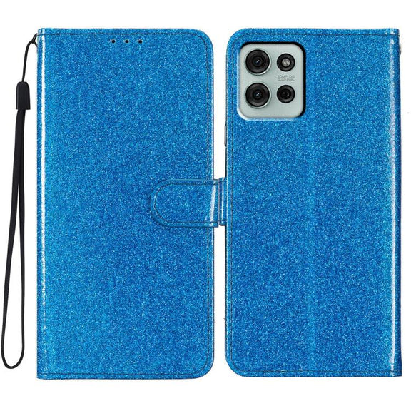 For Motorola Moto G86 5G Glitter Powder Flip Leather Phone Case(Blue)