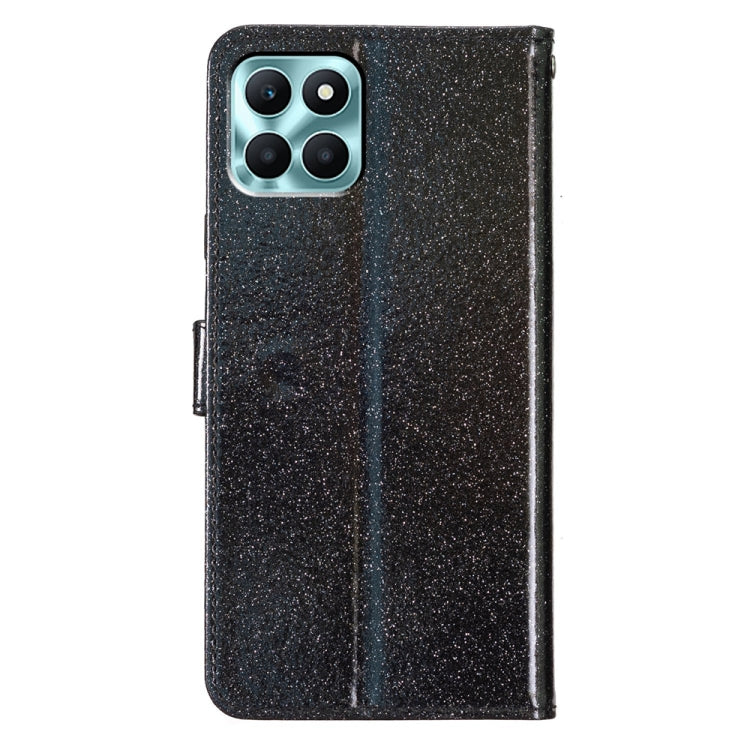 For Honor X6a Glitter Powder Flip Leather Phone Case(Black) - Honor Cases by PMC TechLife | Online Shopping South Africa | PMC TechLife | Buy Now Pay Later Mobicred