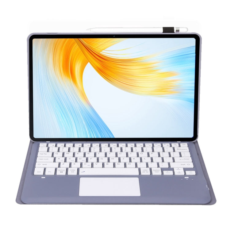 For Lenovo Xiaoxin Pad Pro 12.7 inch AM24-A TPU Ultra-thin Detachable Bluetooth Keyboard Tablet Leather Case with Touchpad(Purple)