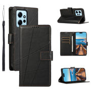 For Xiaomi Redmi Note 12 4G PU Genuine Leather Texture Embossed Line Phone Case(Black)