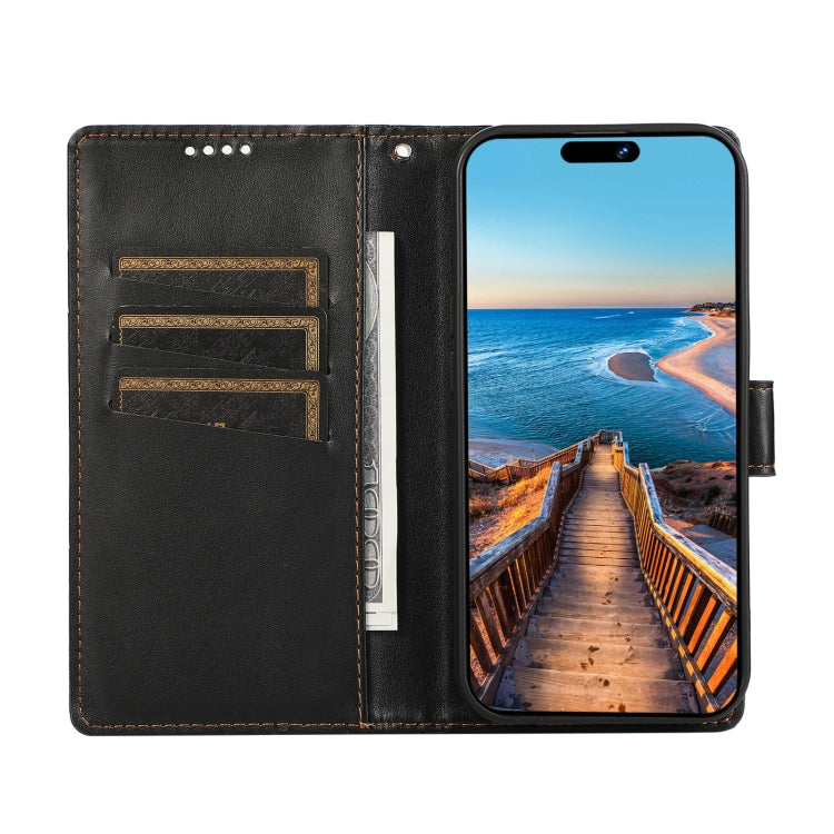 For Xiaomi Redmi Note 12 4G PU Genuine Leather Texture Embossed Line Phone Case(Black)