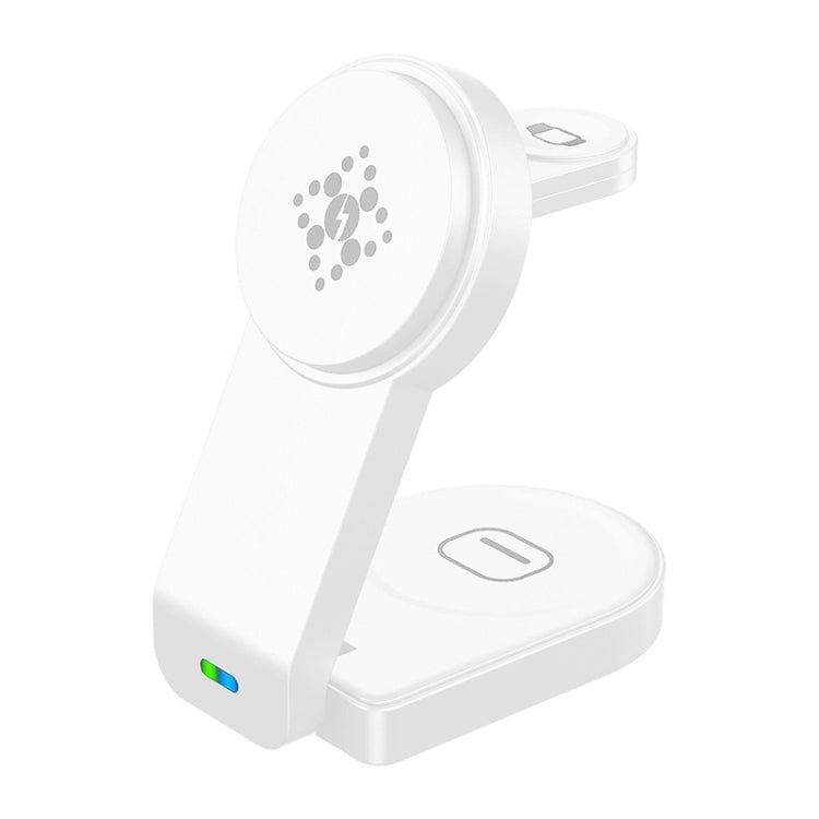 B-23 3 in 1 Foldable Magnetic Wireless Charger Phone Holder, Plug:UK Plug(White)