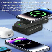 B-23 3 in 1 Foldable Magnetic Wireless Charger Phone Holder, Plug:AU Plug(White)