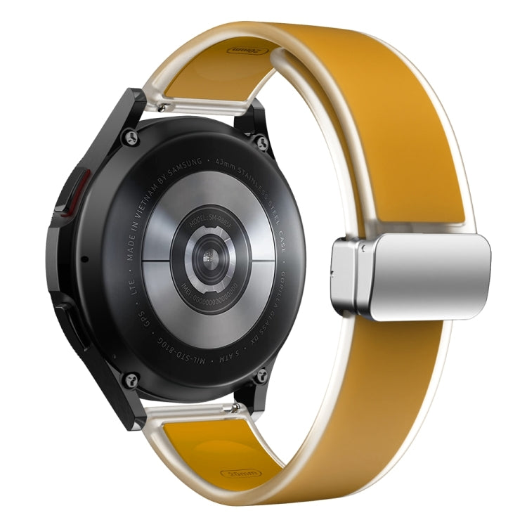 For Samsung Galaxy Watch6 / 5 / 4 Translucent Magnetic Silver Buckle Silicone Watch Band(Dark Yellow)
