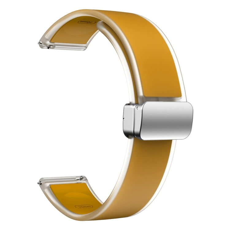 For Samsung Galaxy Watch6 / 5 / 4 Translucent Magnetic Silver Buckle Silicone Watch Band(Dark Yellow)